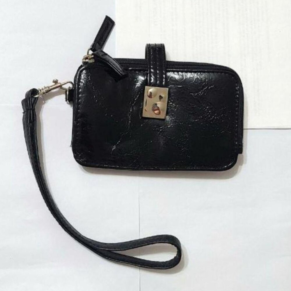 Black Faux Leather Wristlet Wallet